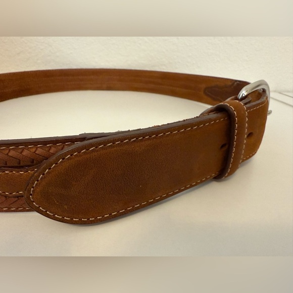 Tony Lama Laced Edge Horsehair Ribbon Western Leather Belt - Picture 5 of 12
